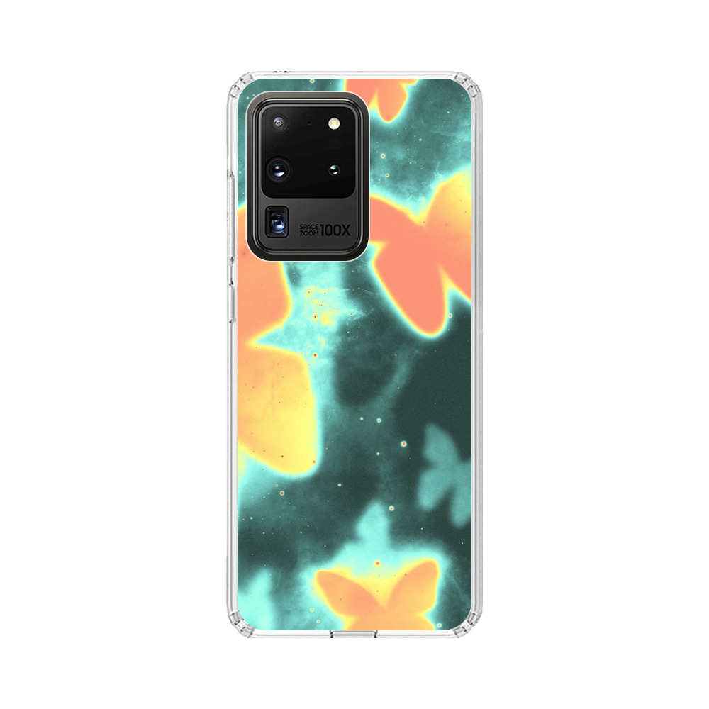 Bright Glowing Orange Butterflies Blue Background Samsung Galaxy S20 Ultra 5G Case