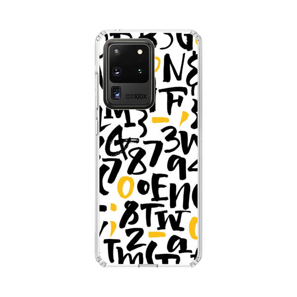 Abstract Typography Letter Number Pattern Samsung Galaxy S20 Ultra 5G Case