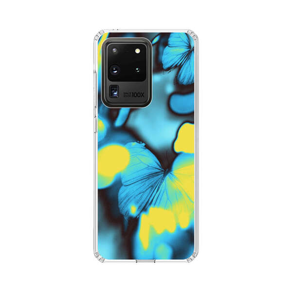 Blue Butterflies Glowing Abstract Background Samsung Galaxy S20 Ultra 5G Case