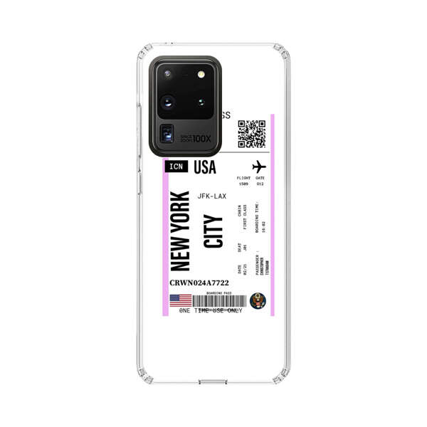 Boarding Pass New York City Flight Ticket Samsung Galaxy S20 Ultra 5G Case
