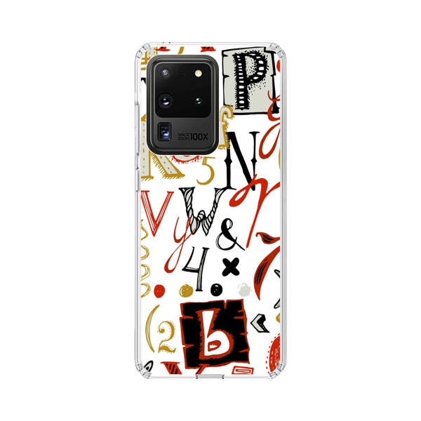 Colorful Hand Drawn Letters and Numbers Pattern Samsung Galaxy S20 Ultra 5G Case