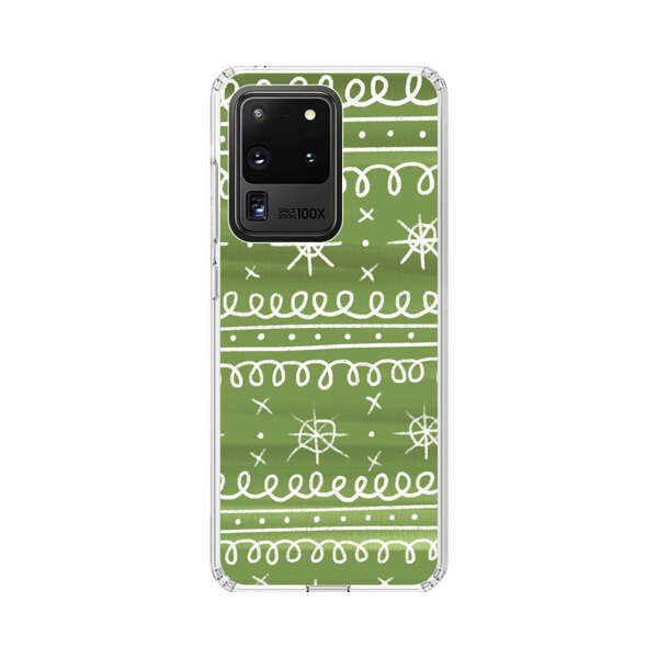 Green White Stars Loop Pattern Samsung Galaxy S20 Ultra 5G Case