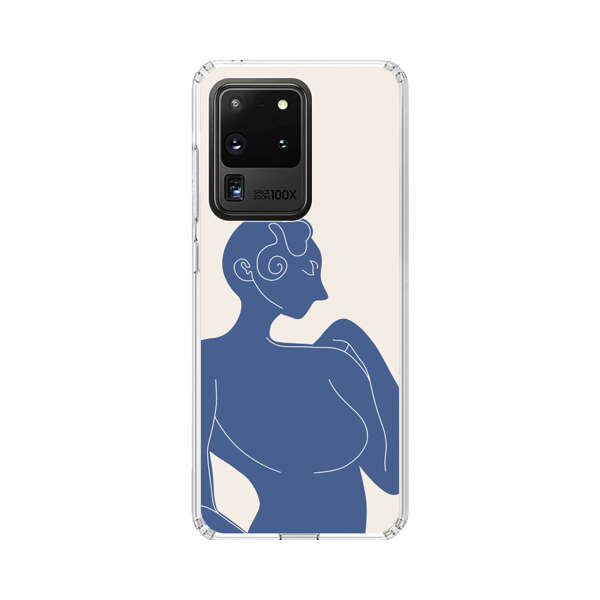 Minimalistic Abstract Female Silhouette Blue Samsung Galaxy S20 Ultra 5G Case
