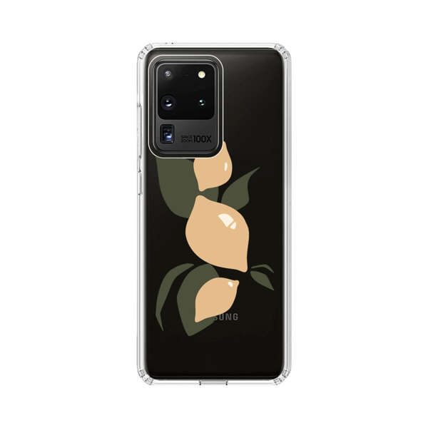 Minimalistic Beige Lemons with Green Leaves Samsung Galaxy S20 Ultra 5G Case