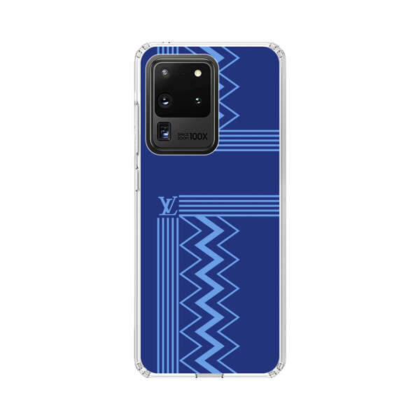 Stylish Geometric Zigzag Pattern in Blue Samsung Galaxy S20 Ultra 5G Case