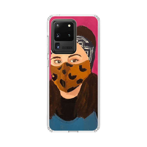 Woman Leopard Print Face Mask Samsung Galaxy S20 Ultra 5G Case