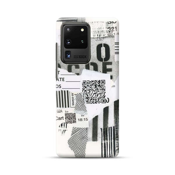 Abstract Collage Torn Paper Barcodes Samsung Galaxy S20 Ultra 5G Hard Case