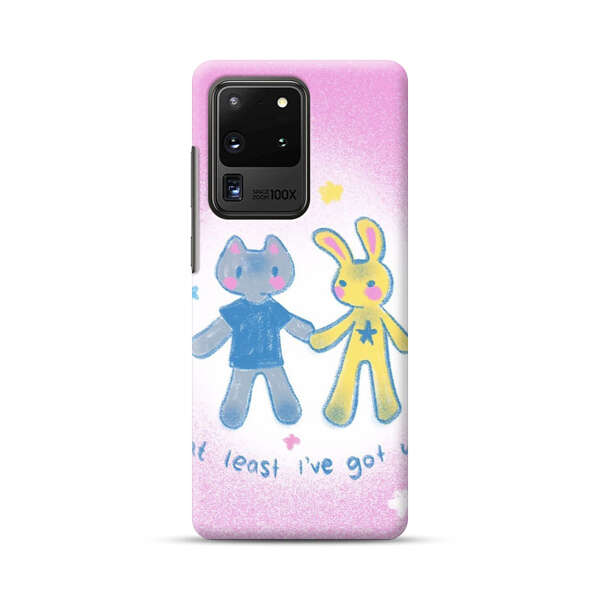 Cute Cat and Rabbit Holding Hands Samsung Galaxy S20 Ultra 5G Hard Case