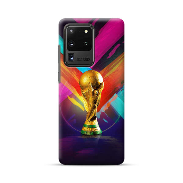 Golden Soccer Trophy with Colorful Abstract Background Samsung Galaxy S20 Ultra 5G Hard Case