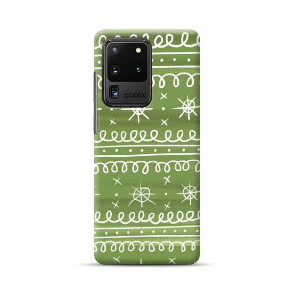 Green White Stars Loop Pattern Samsung Galaxy S20 Ultra 5G Hard Case
