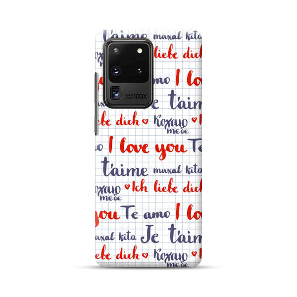 Love Message Multilingual Pattern Samsung Galaxy S20 Ultra 5G Hard Case