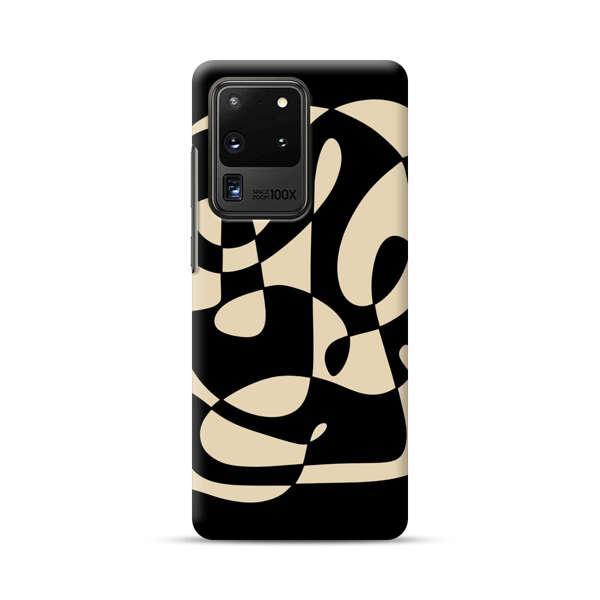 Modern Abstract Beige and Black Geometry Samsung Galaxy S20 Ultra 5G Hard Case