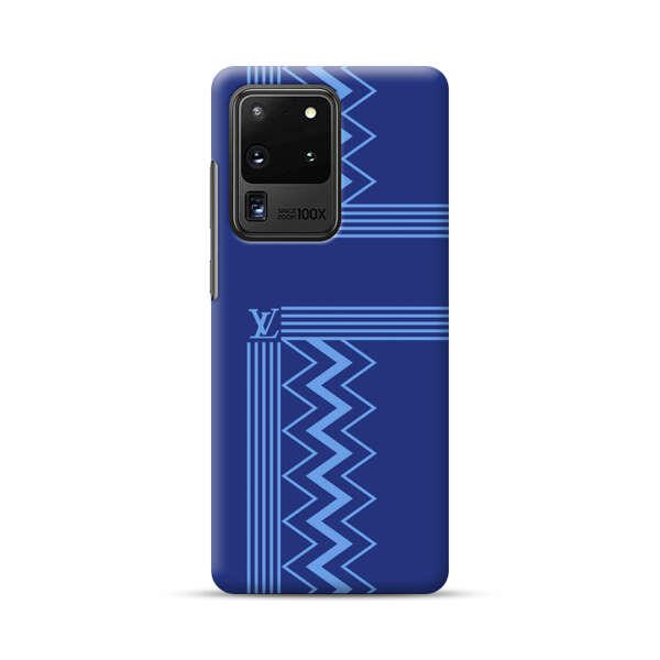 Stylish Geometric Zigzag Pattern in Blue Samsung Galaxy S20 Ultra 5G Hard Case