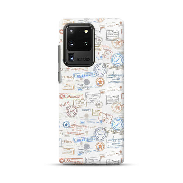 Vintage Passport Stamps Pattern Samsung Galaxy S20 Ultra 5G Hard Case