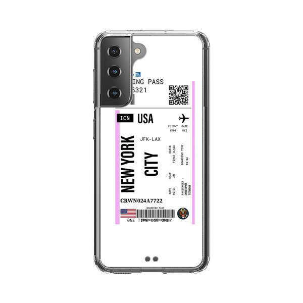 Boarding Pass New York City Flight Ticket Samsung Galaxy S21 5G Case