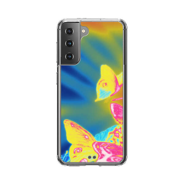 Vibrant Colorful Neon Butterflies Abstract Samsung Galaxy S21 5G Case