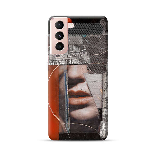 Abstract Collage Close Up Face Samsung Galaxy S21 5G Hard Case
