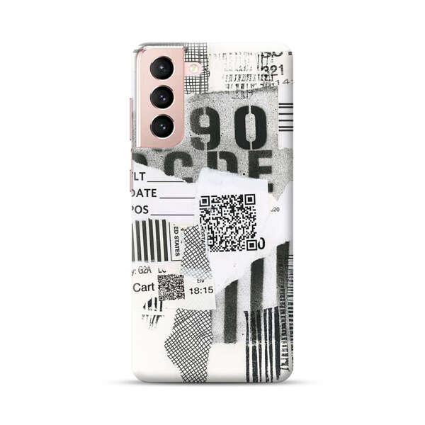 Abstract Collage Torn Paper Barcodes Samsung Galaxy S21 5G Hard Case