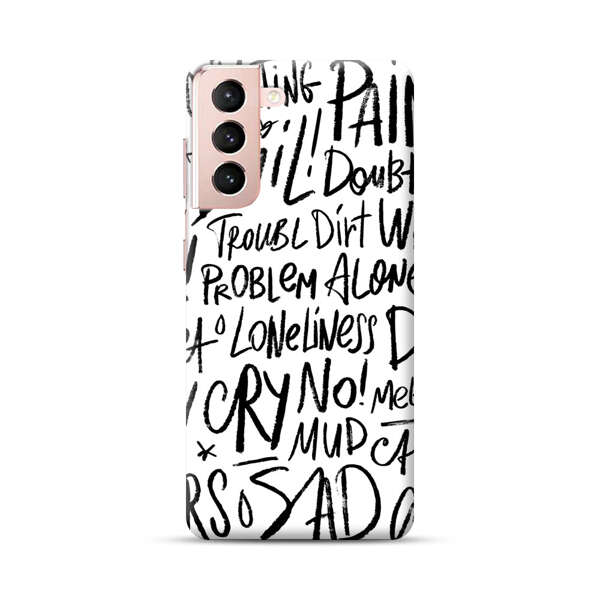 Black and White Negative Words Pattern Samsung Galaxy S21 5G Hard Case