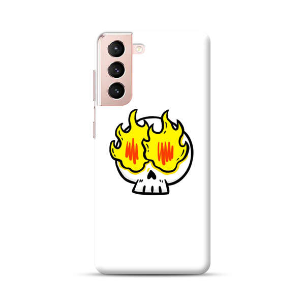 Cartoon Skull with Flames Samsung Galaxy S21 5G Hard Case