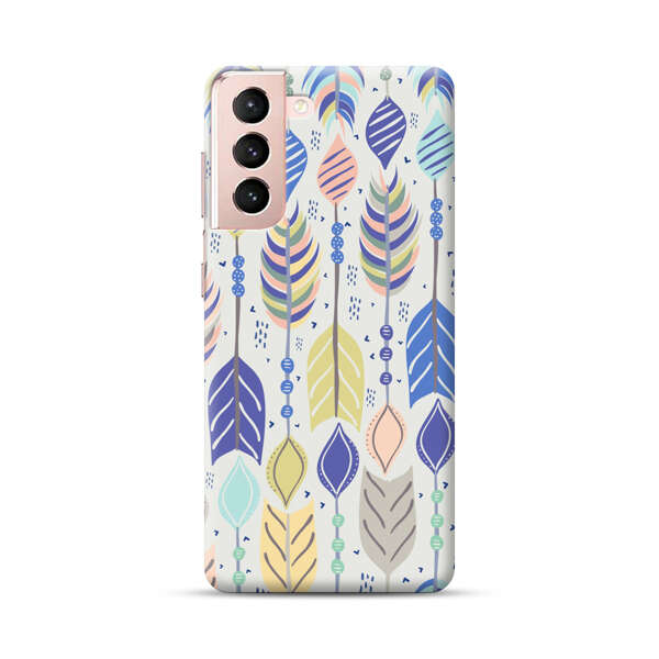 Colorful Feathers Pattern Pastel Samsung Galaxy S21 5G Hard Case
