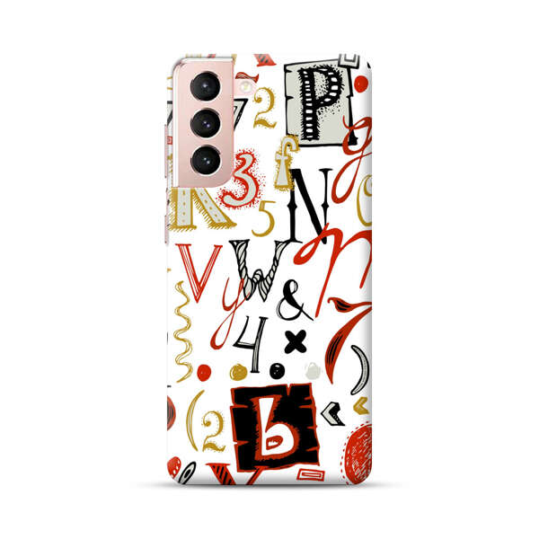 Colorful Hand Drawn Letters and Numbers Pattern Samsung Galaxy S21 5G Hard Case