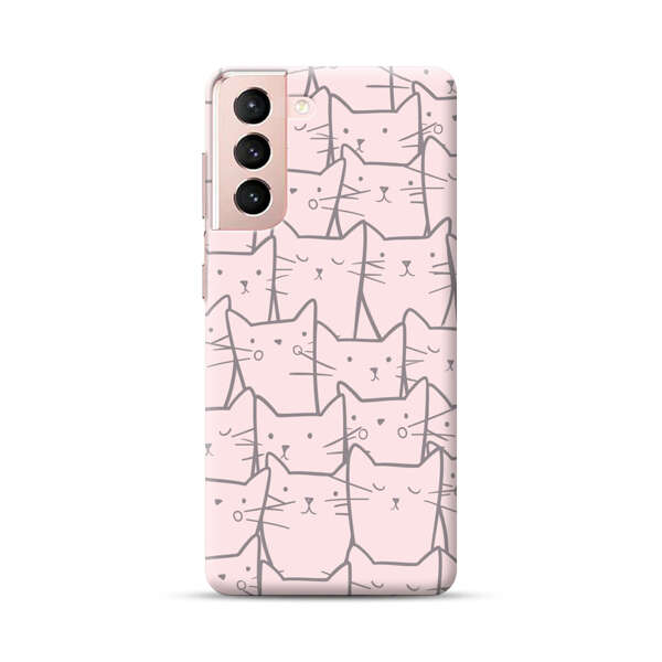 Cute Hand Drawn Cat Pattern Samsung Galaxy S21 5G Hard Case