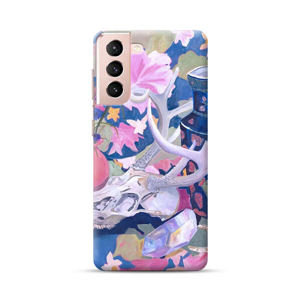 Floral Ornate Vases with Antlers Skull and Crystal Samsung Galaxy S21 5G Hard Case