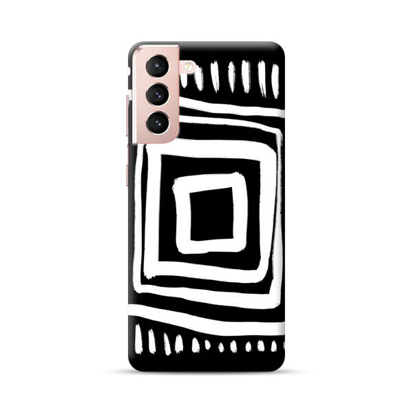 Minimalist Geometric Black and White Design Samsung Galaxy S21 5G Hard Case