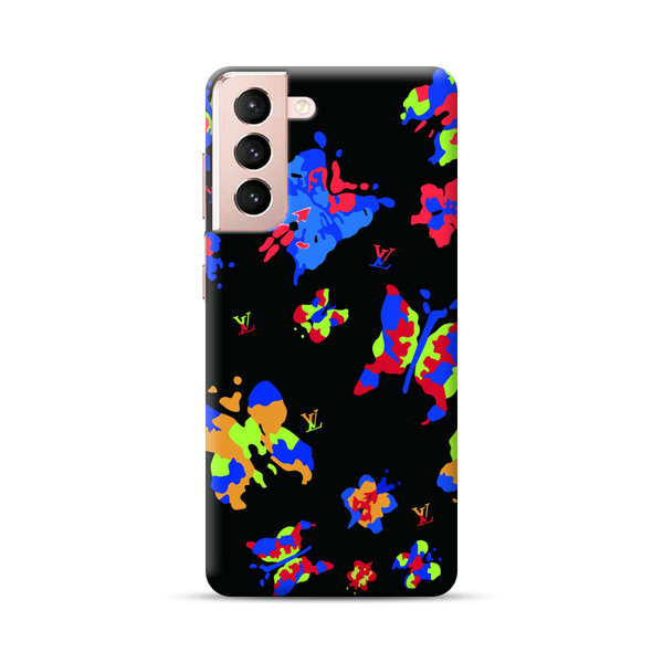 Vibrant Abstract Butterflies and Floral Splashes Samsung Galaxy S21 5G Hard Case