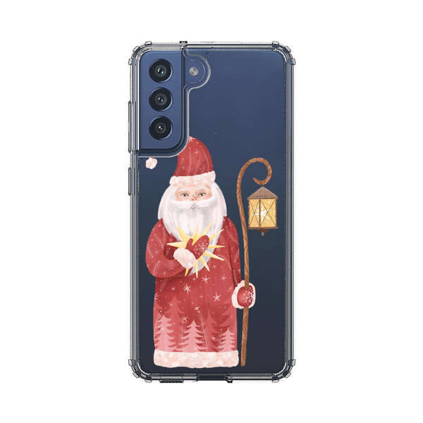 Charming Santa Claus Holding Glowing Heart and Lantern Samsung Galaxy S21 FE 5G Case