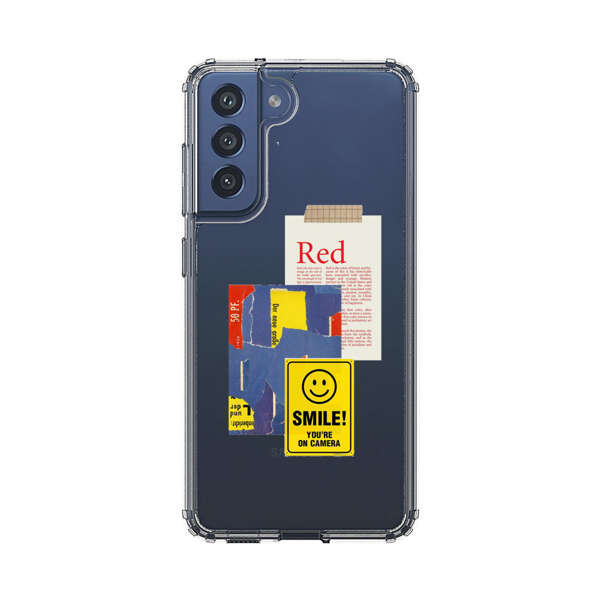 Collage Torn Paper Smiley Face Yellow Sign Samsung Galaxy S21 FE 5G Case
