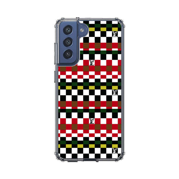Colorful Checkerboard Stripes Pattern Samsung Galaxy S21 FE 5G Case
