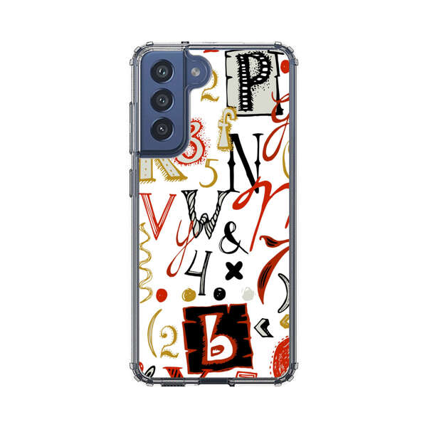 Colorful Hand Drawn Letters and Numbers Pattern Samsung Galaxy S21 FE 5G Case