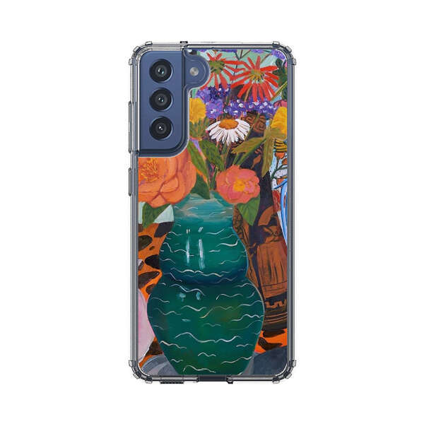 Colorful Still Life with Flower Vases and Shell Samsung Galaxy S21 FE 5G Case