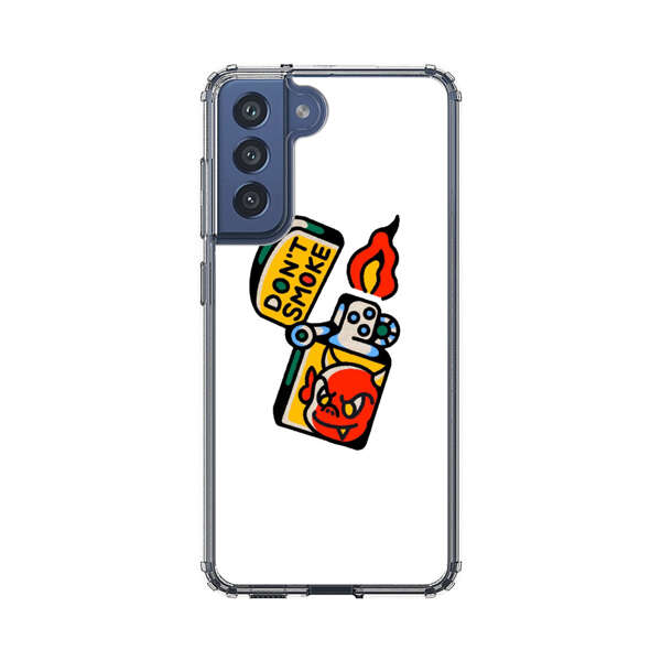Don't Smoke Vintage Lighter with Devil Face Samsung Galaxy S21 FE 5G Case