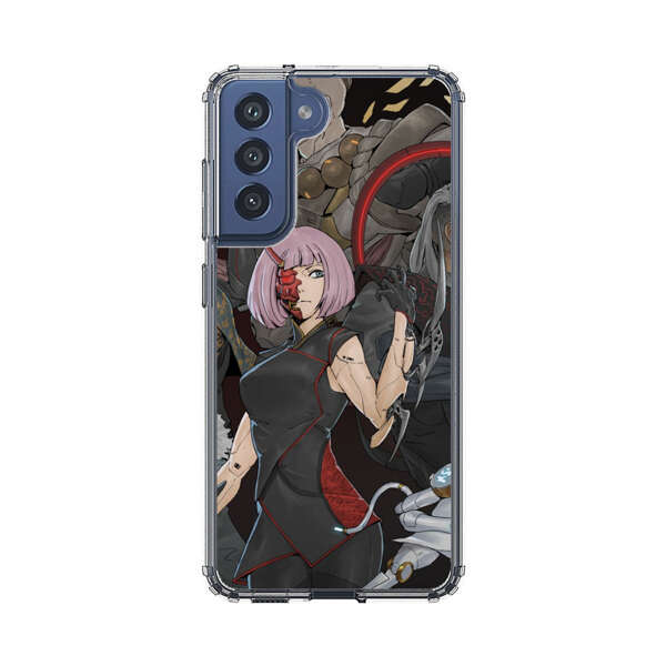 Futuristic Cyberpunk Warriors and Robotic Cat in Dynamic Pose Samsung Galaxy S21 FE 5G Case