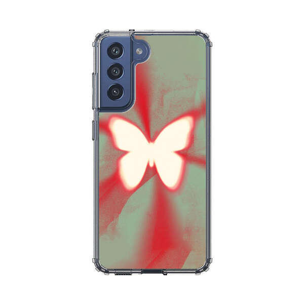 Glowing White Butterfly Abstract Radiant Design Samsung Galaxy S21 FE 5G Case