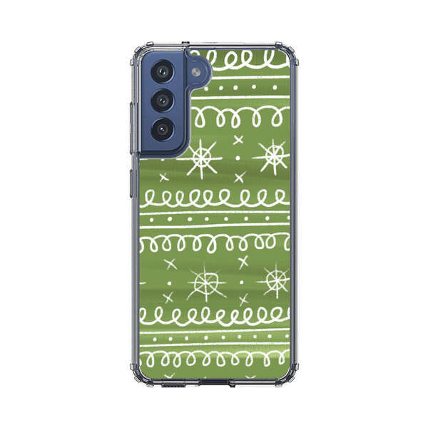 Green White Stars Loop Pattern Samsung Galaxy S21 FE 5G Case