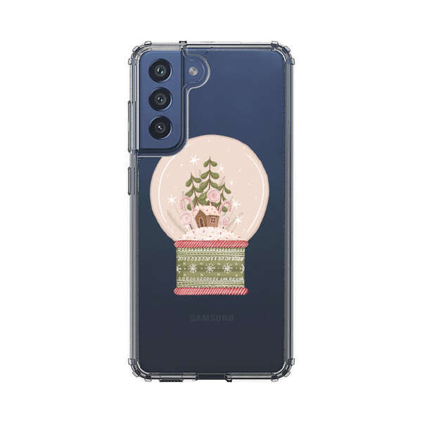 Holiday Snow Globe with Gingerbread House Samsung Galaxy S21 FE 5G Case