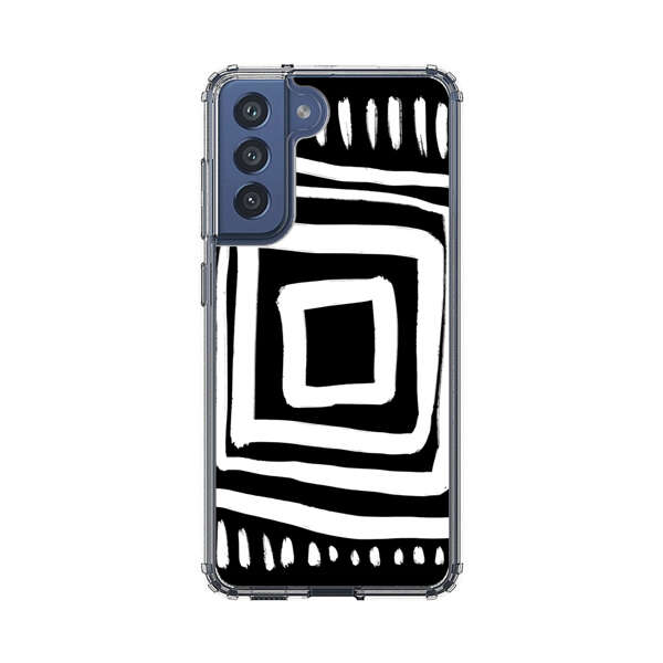 Minimalist Geometric Black and White Design Samsung Galaxy S21 FE 5G Case