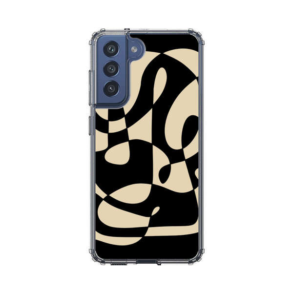 Modern Abstract Beige and Black Geometry Samsung Galaxy S21 FE 5G Case