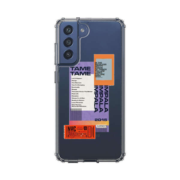 Modern Graphic Collage with Typography and Ticket Elements Samsung Galaxy S21 FE 5G Case