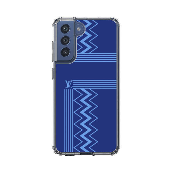 Stylish Geometric Zigzag Pattern in Blue Samsung Galaxy S21 FE 5G Case