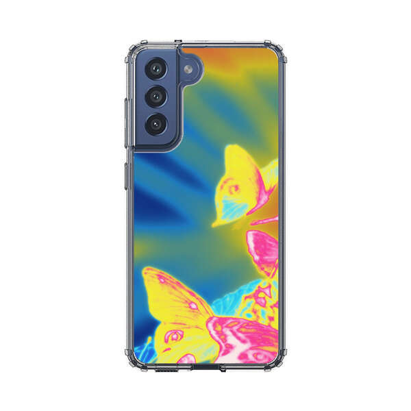 Vibrant Colorful Neon Butterflies Abstract Samsung Galaxy S21 FE 5G Case