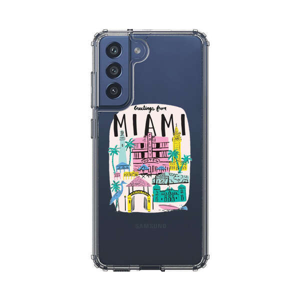 Vibrant Miami Cityscape Illustration Samsung Galaxy S21 FE 5G Case