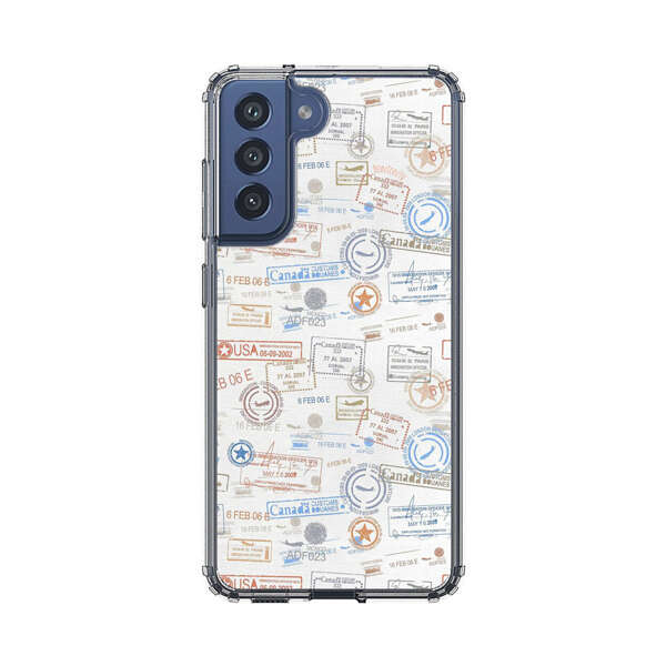 Vintage Passport Stamps Pattern Samsung Galaxy S21 FE 5G Case