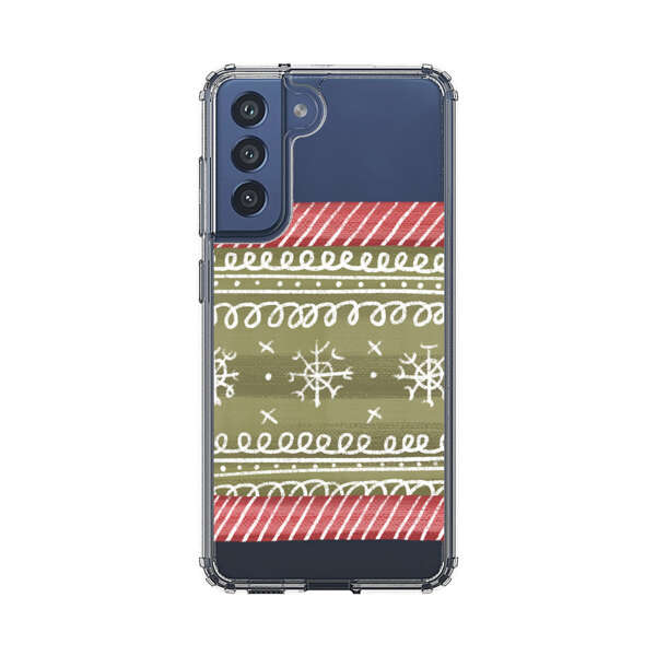 Winter Pattern with Snowflakes and Red Stripes Samsung Galaxy S21 FE 5G Case