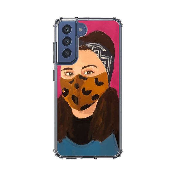 Woman Leopard Print Face Mask Samsung Galaxy S21 FE 5G Case