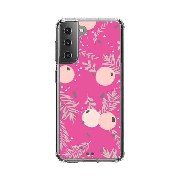 Berries Floral Pattern Pink Background Samsung Galaxy S21 Plus 5G Case